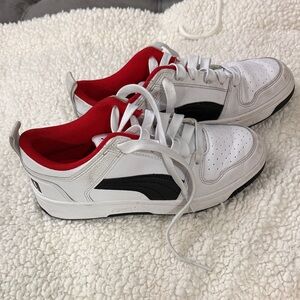Puma Kids Sneakers White and Black with Red Accents
